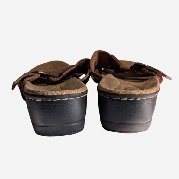 Clarks Leather Slide Sandals Brown/Red • Size 10W • Leisa Bora - Picture 3 of 4